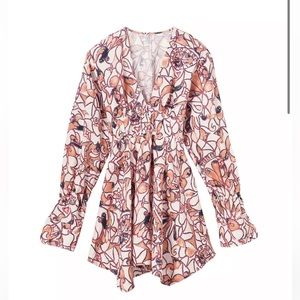 AL.C.
Salina Printed Linen Long-Sleeve Minidress size 8 NWT‎